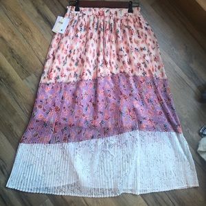 NWT Anthropologie Floral Pleated Skirt
